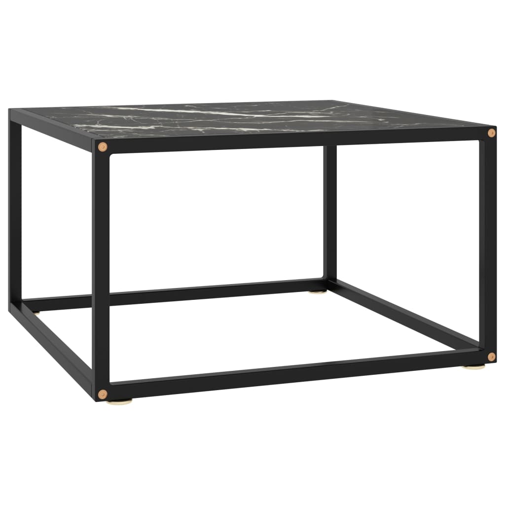 vidaXL Mesa de centro 60x60x35 cm vidro mármore preto