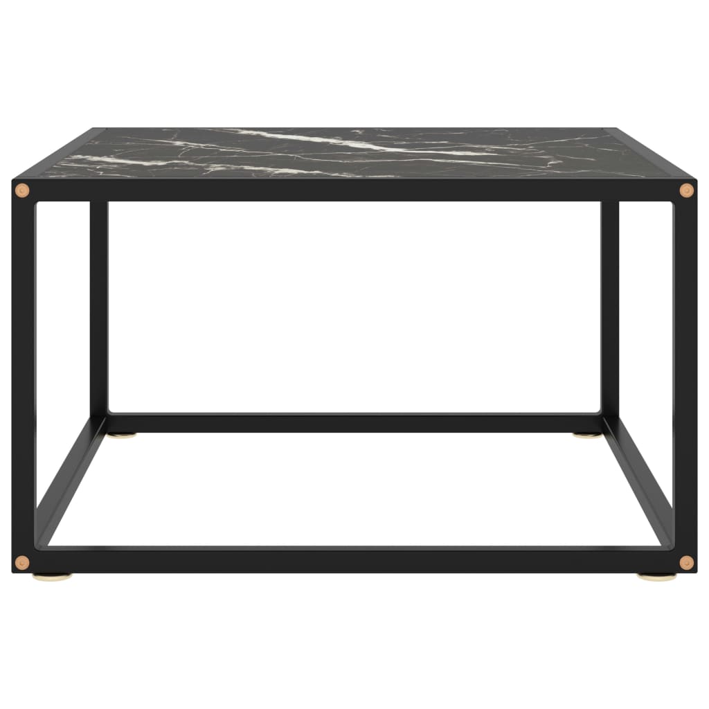 vidaXL Mesa de centro 60x60x35 cm vidro mármore preto