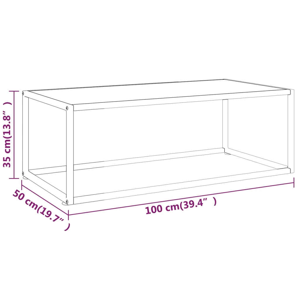 vidaXL Mesa de centro 100x50x35 cm vidro mármore branco