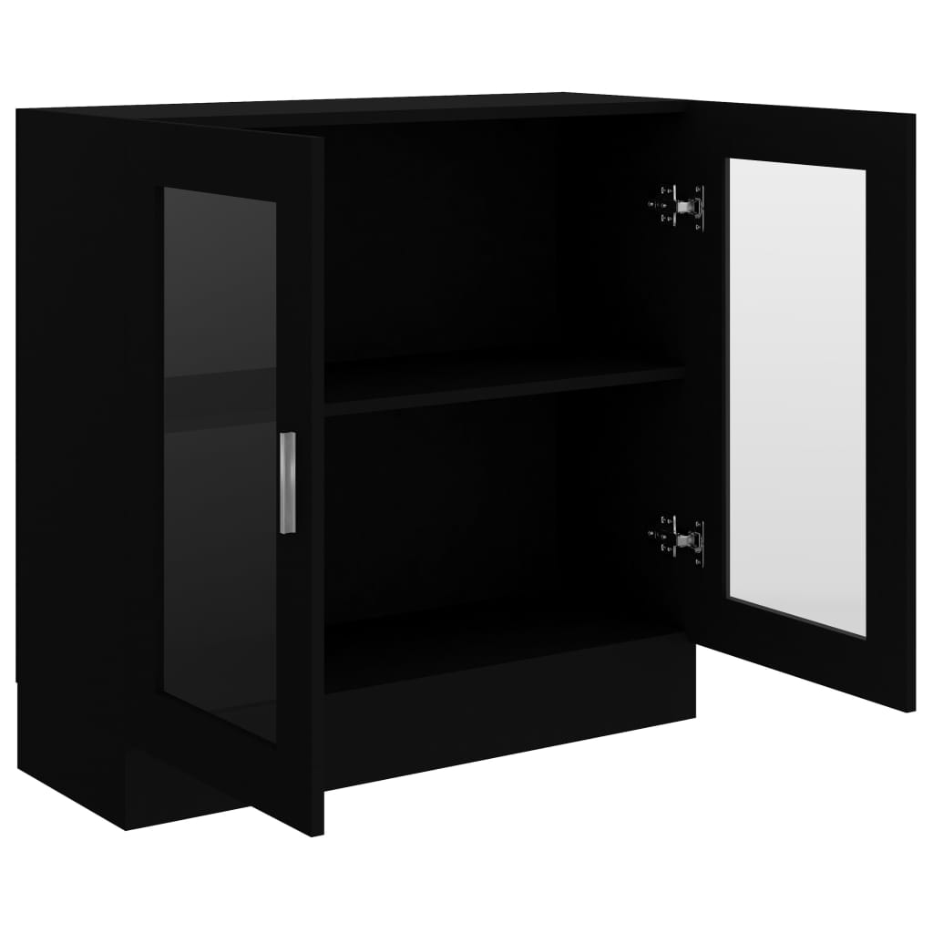 vidaXL Armário vitrine 82,5x30,5x80 cm contraplacado preto