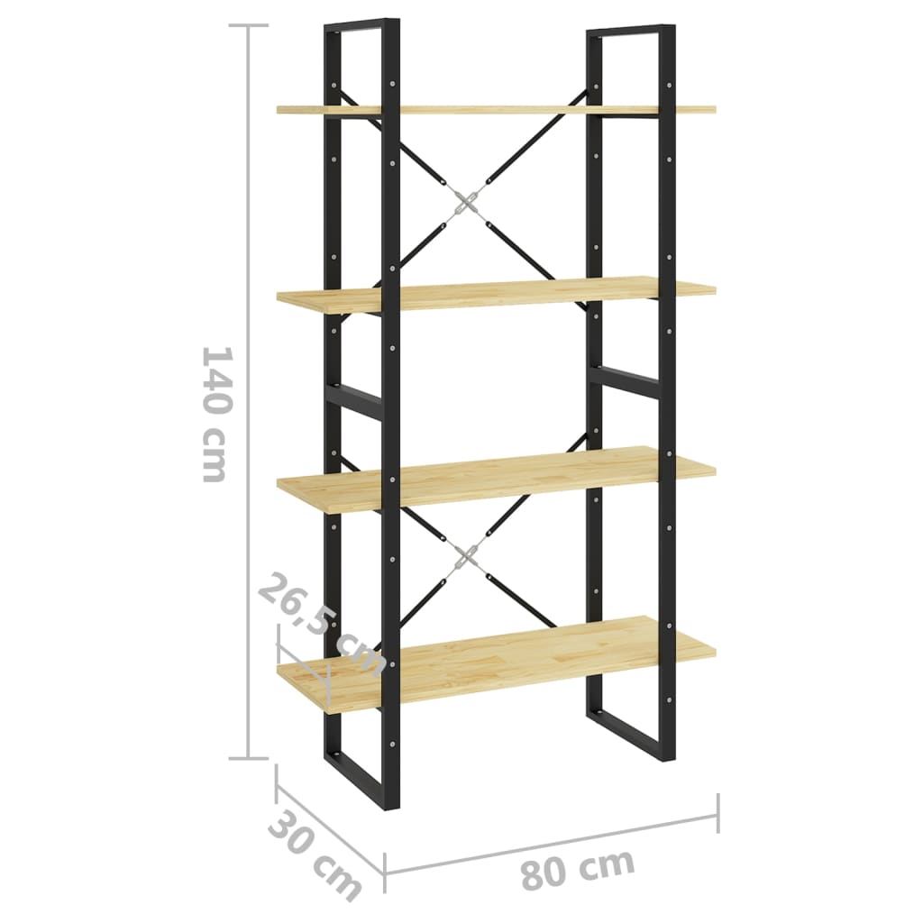 vidaXL Estante com 4 prateleiras 80x30x140 cm pinho maciço