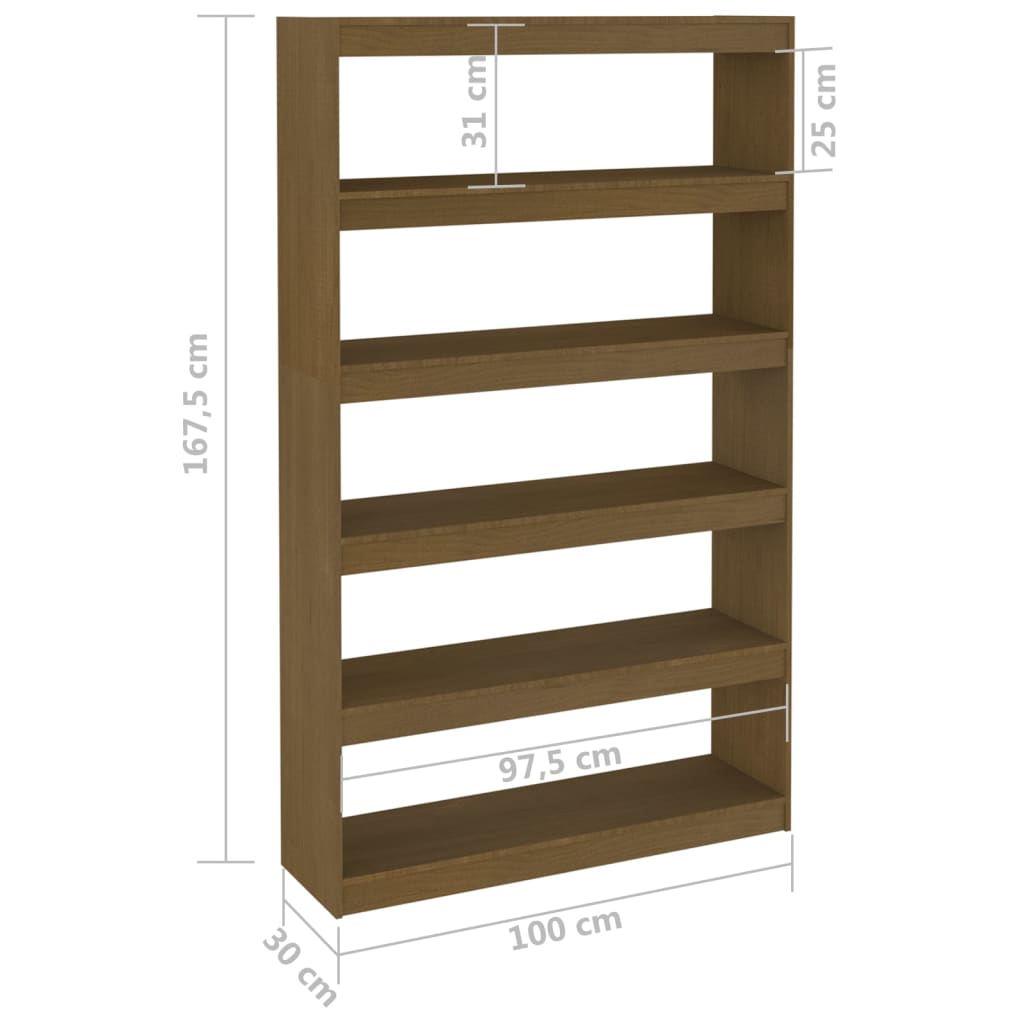 vidaXL Estante/divisória 100x30x167,5 cm pinho maciço castanho mel