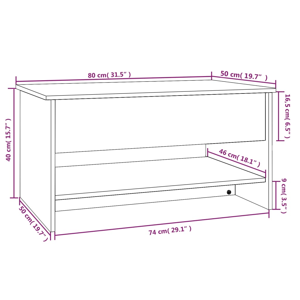 vidaXL Mesa de centro 80x50x40cm derivados de madeira cinzento cimento