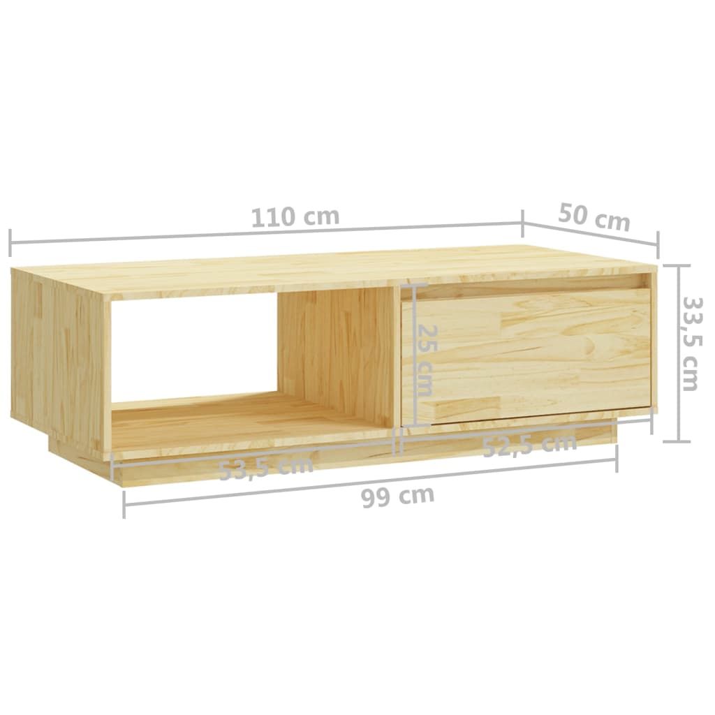 vidaXL Mesa de centro 110x50x33,5 cm madeira de pinho maciça