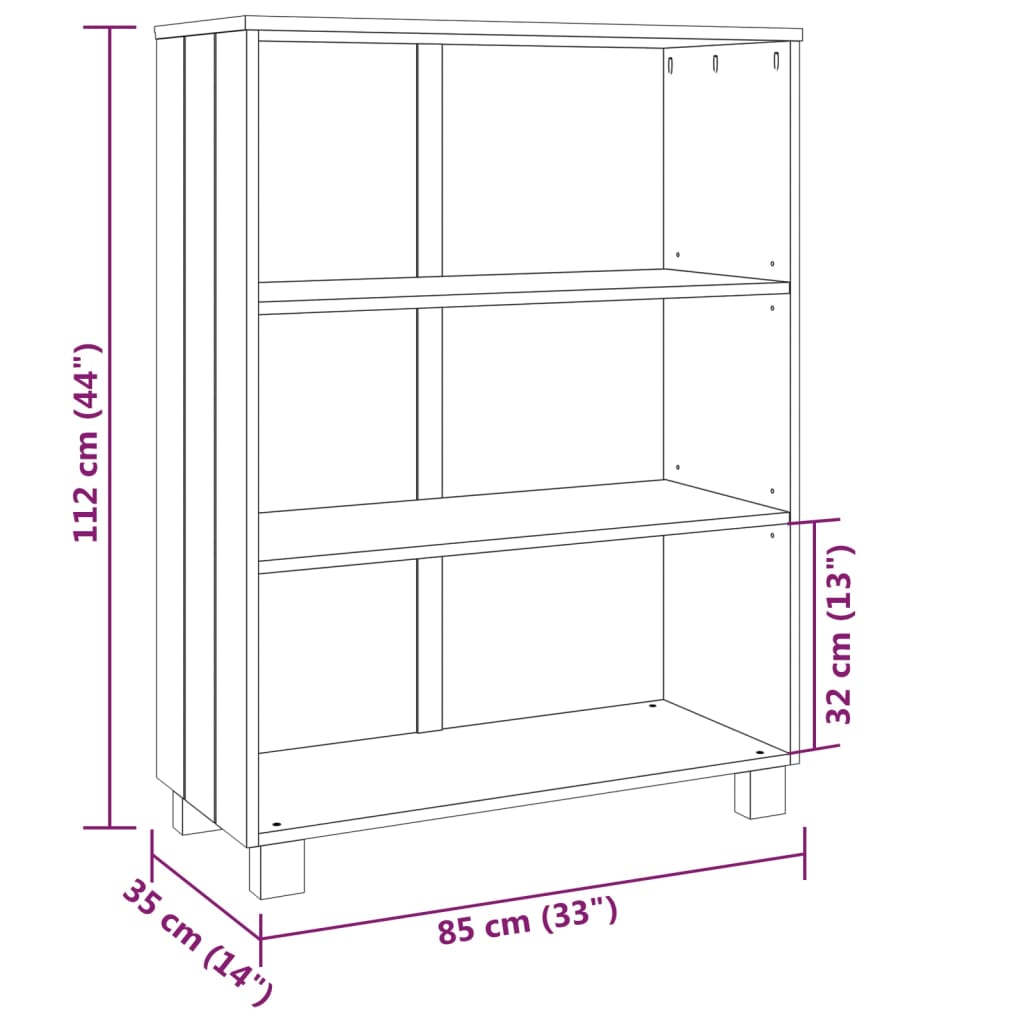 vidaXL Estante HAMAR 85x35x112 cm pinho maciço cinza-escuro