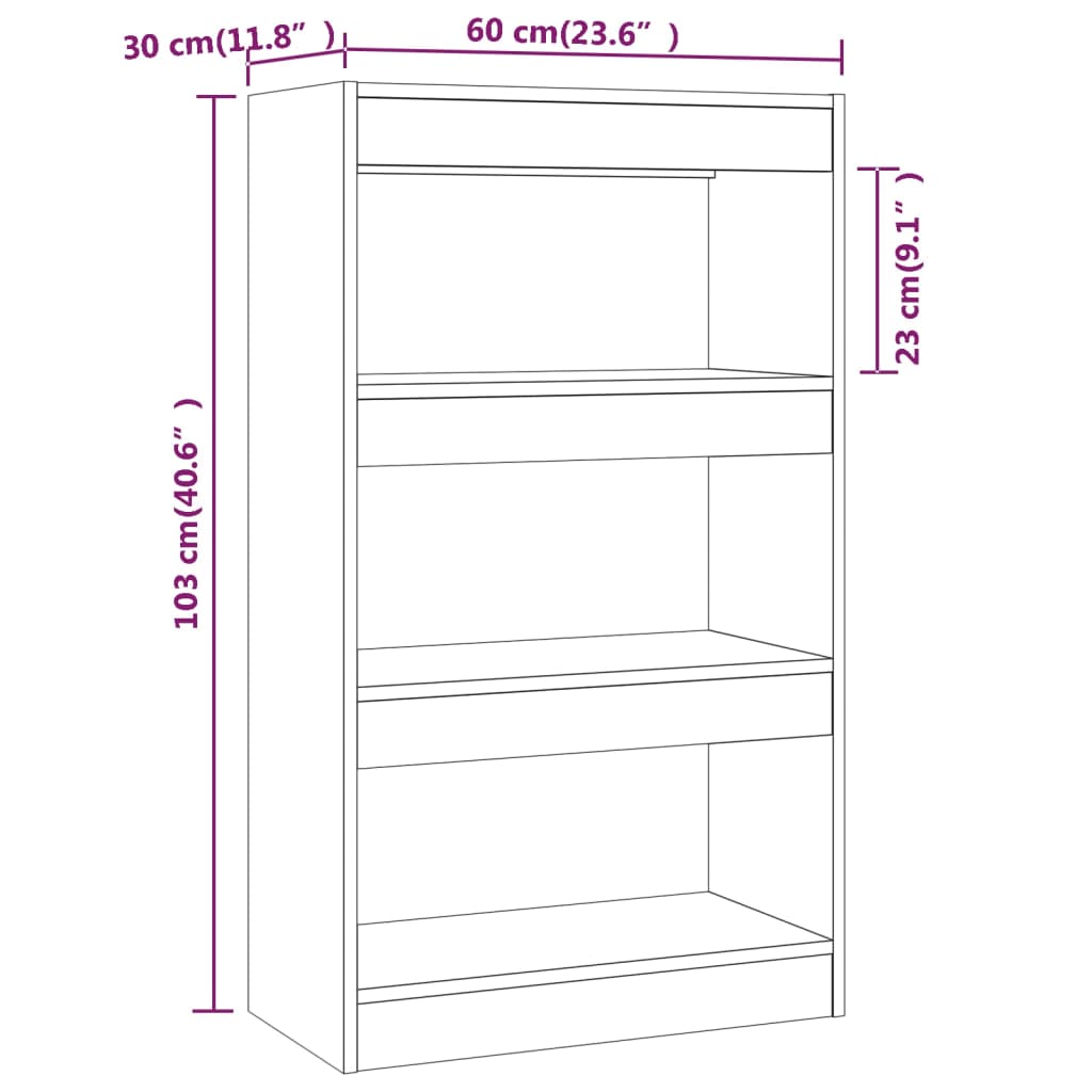 vidaXL Estante/divisória 60x30x103 cm contraplacado cor cinza cimento