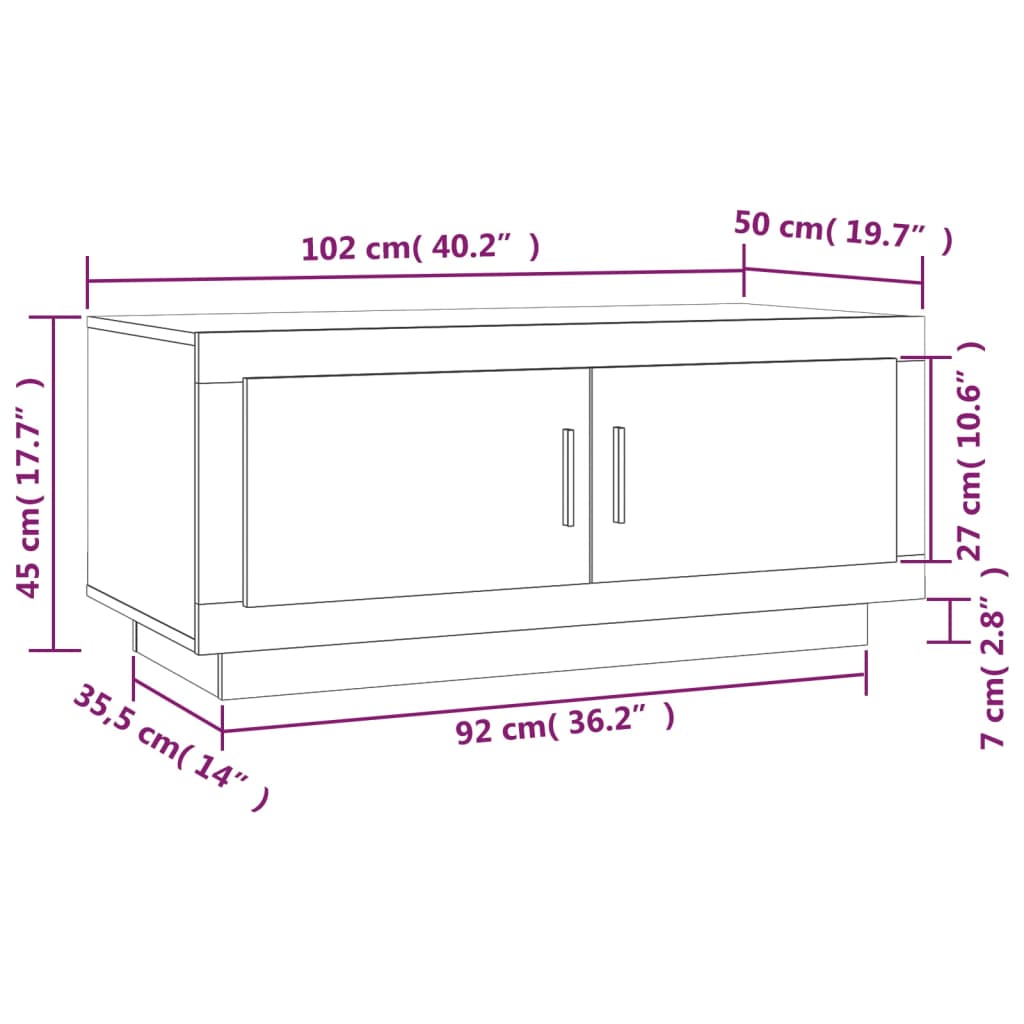 vidaXL Mesa de centro 102x50x45 cm madeira processada carvalho sonoma