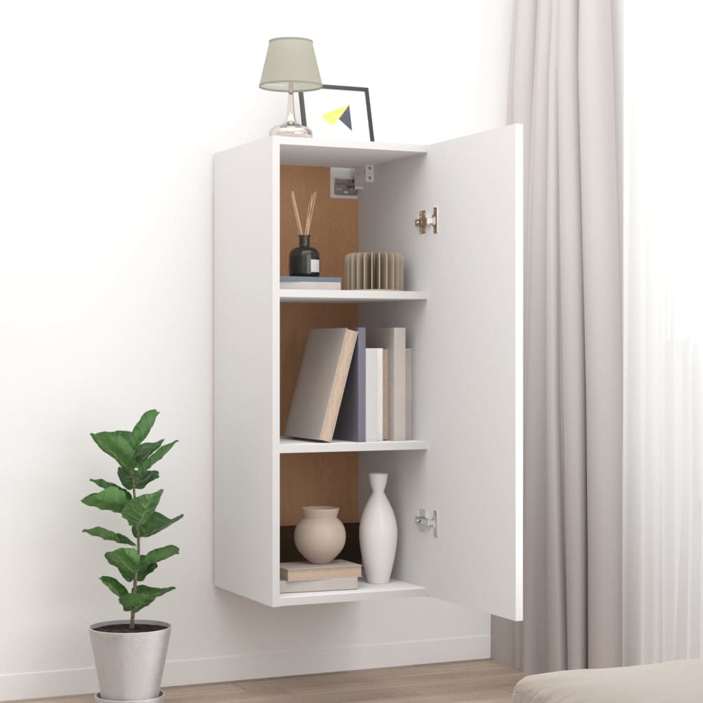 vidaXL Armário de parede suspenso 34,5x34x90 cm madeira branco