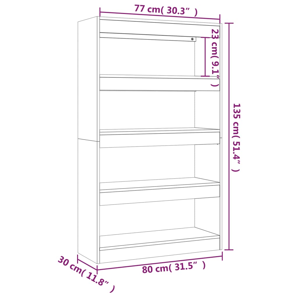 vidaXL Estante/divisória 80x30x135 cm contraplacado branco brilhante