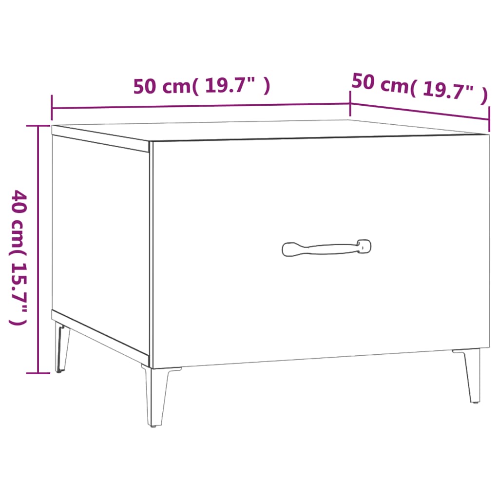 vidaXL Mesa de centro com pernas de metal 50x50x40 cm preto