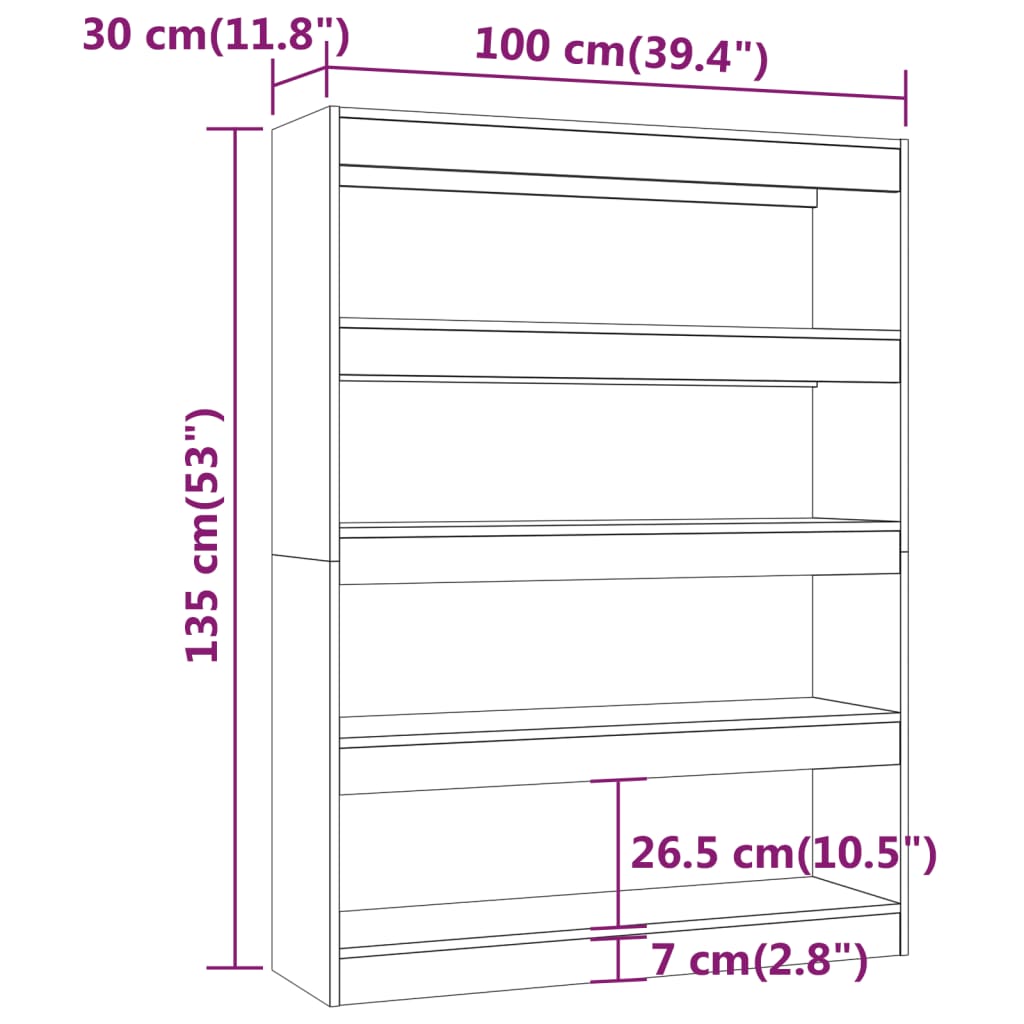 vidaXL Estante/divisória 100x30x135 cm branco brilhante