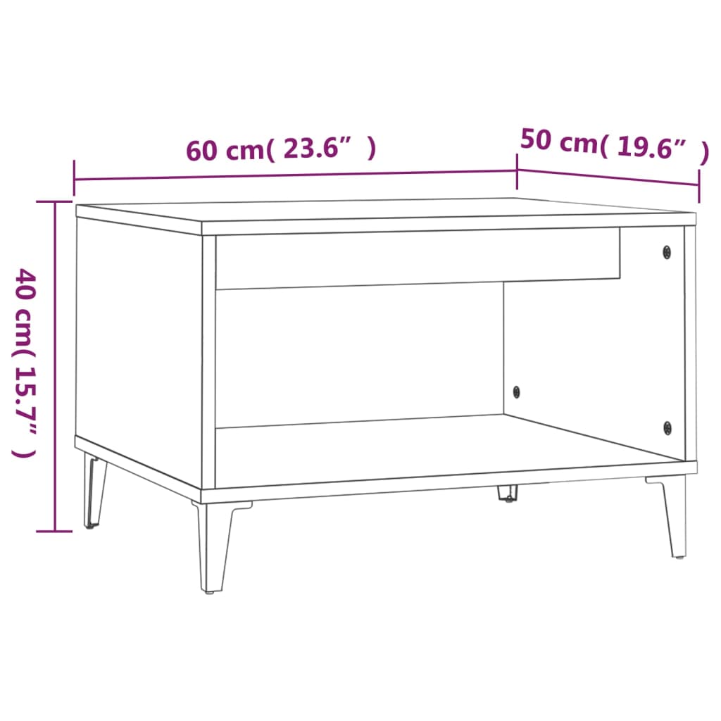 vidaXL Mesa de centro 60x50x40 cm derivados madeira branco brilhante