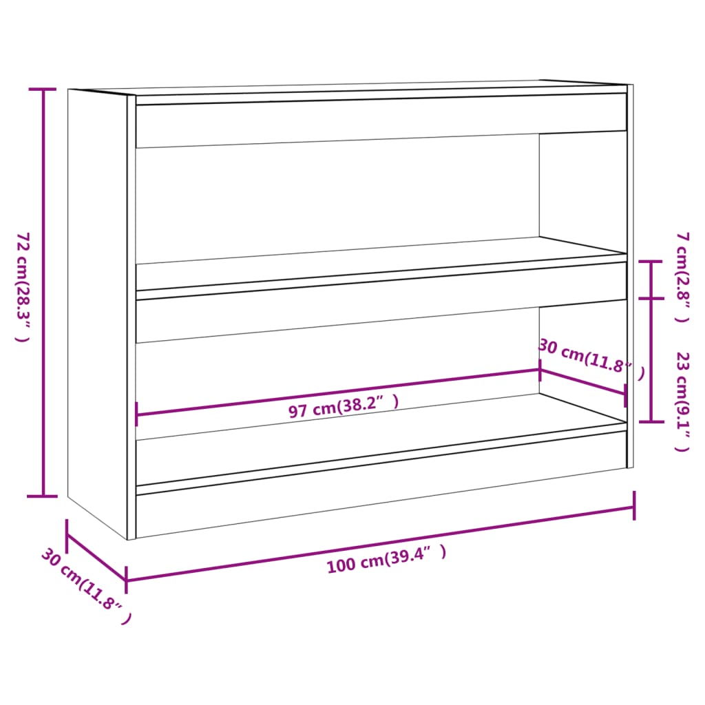 vidaXL Estante/divisória 100x30x72 cm branco