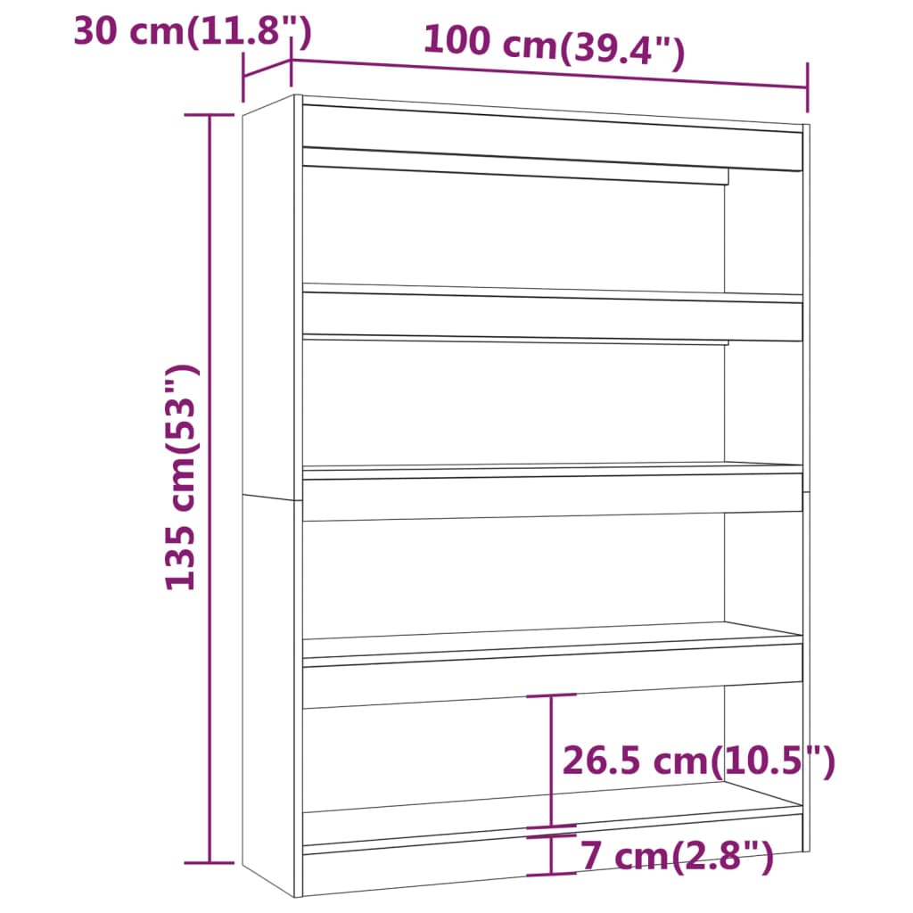 vidaXL Estante/divisória 100x30x135 cm preto