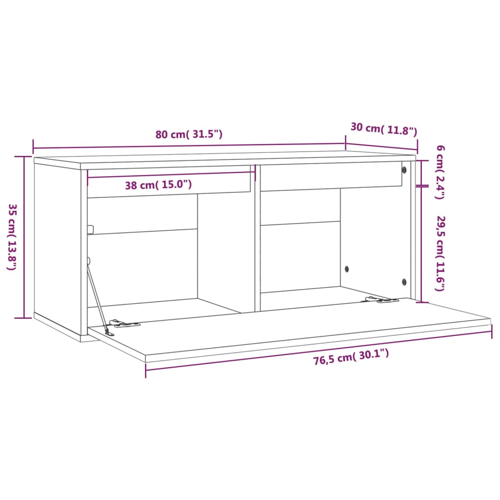 vidaXL Armário de parede 80x30x35 cm pinho maciço castanho mel