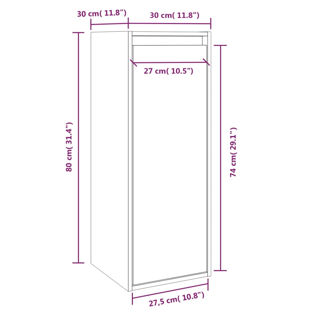 vidaXL Armários de parede 2 pcs 30x30x80 cm madeira de pinho maciça