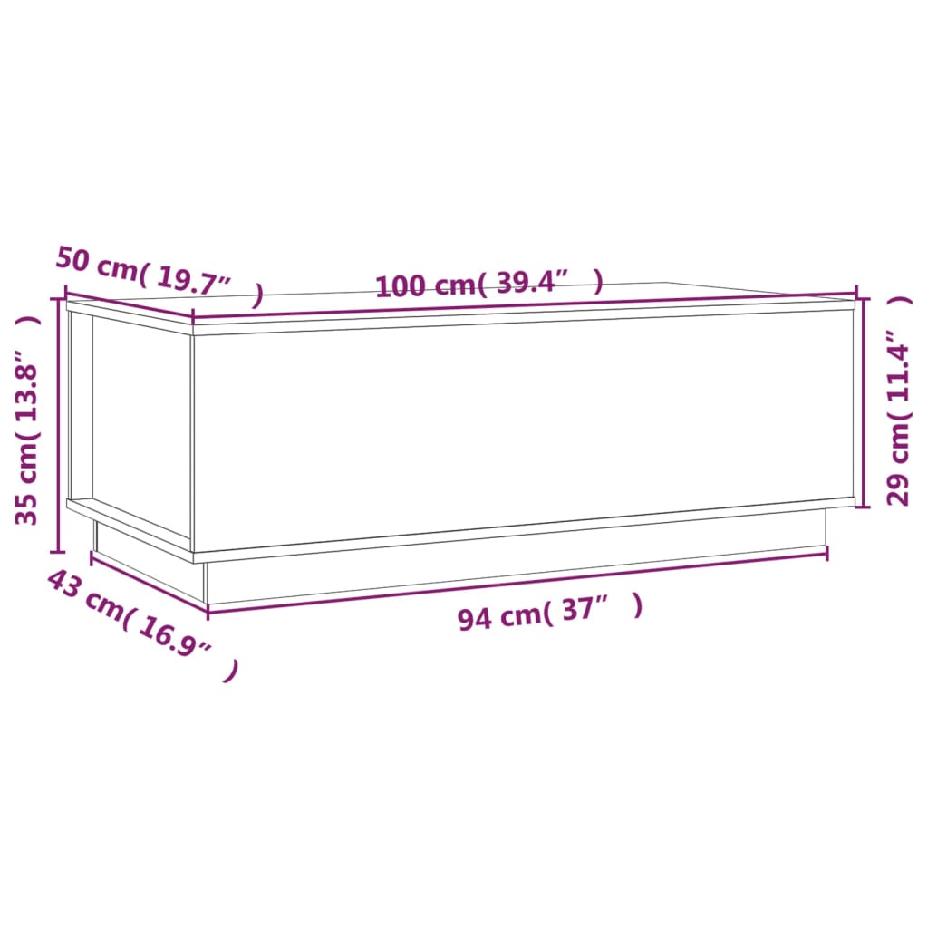 vidaXL Mesa de centro 100x50x35 cm pinho maciço castanho mel