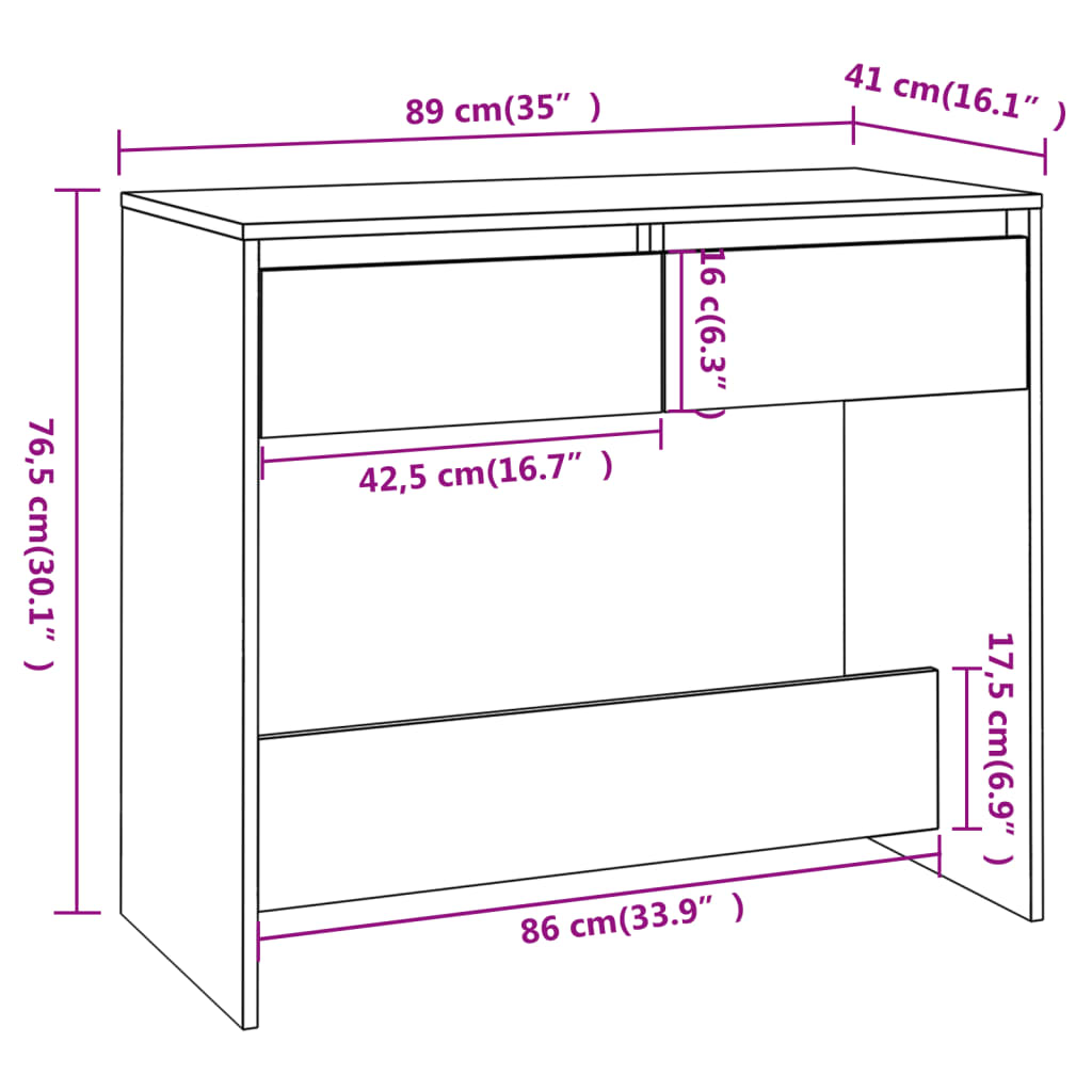 vidaXL Mesa consola 89x41x76,5 aglomerado cor sonoma cinzento