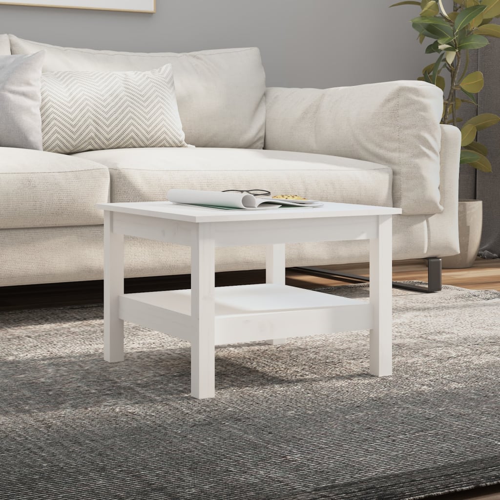 vidaXL Mesa de centro 55x55x40 cm pinho maciço branco