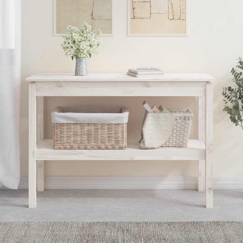 vidaXL Mesa consola 110x40x75 cm pinho maciço branco