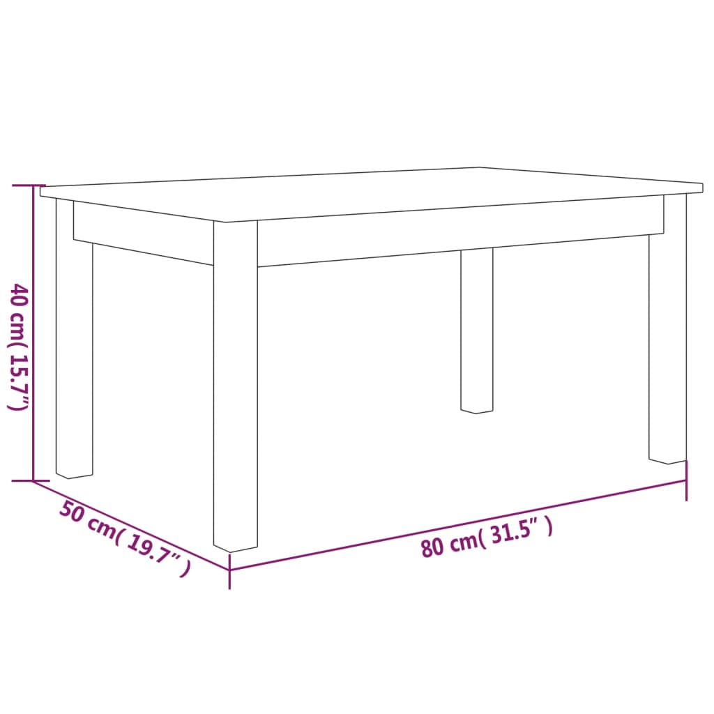 vidaXL Mesa de centro 80x50x40 cm madeira de pinho maciça