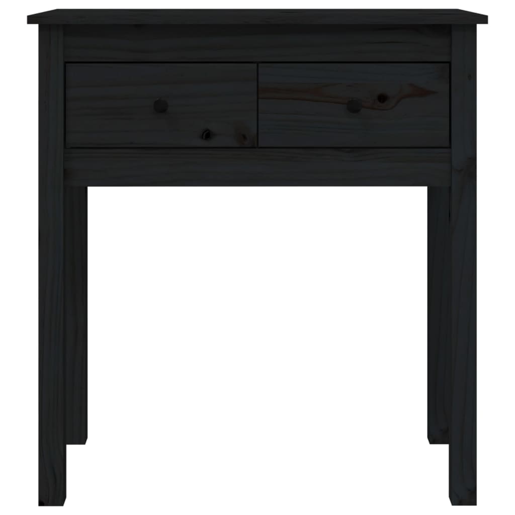 vidaXL Mesa consola 70x35x75 cm madeira de pinho maciça preto