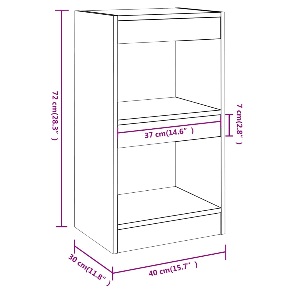 vidaXL Estante/divisória 40x30x72 cm cor sonoma cinza