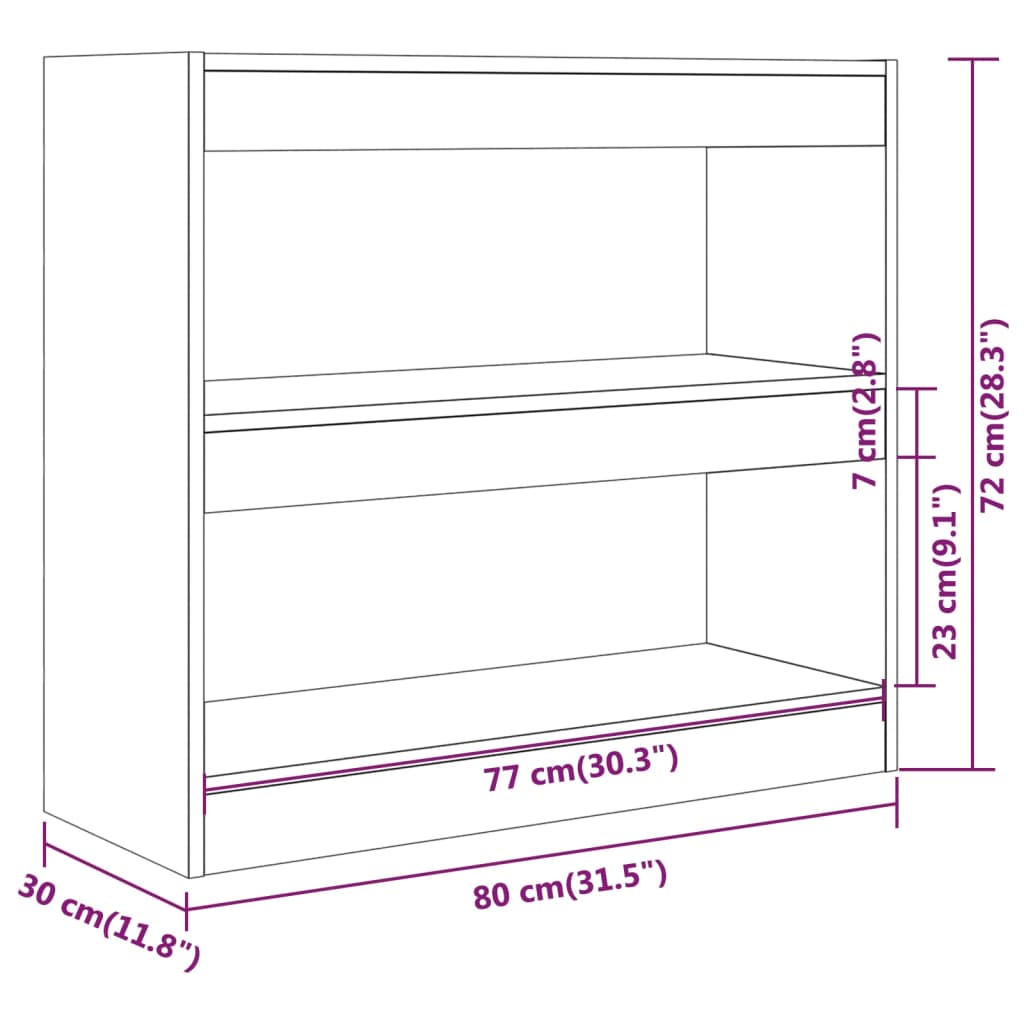 vidaXL Estante/divisória 80x30x72 cm cor sonoma cinza