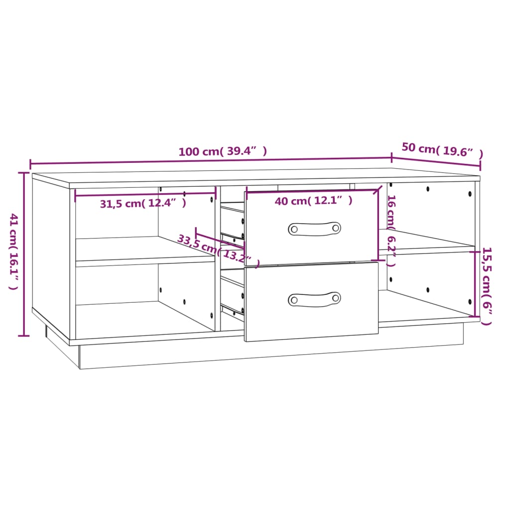 vidaXL Mesa de centro 100x50x41 cm pinho maciço cinza