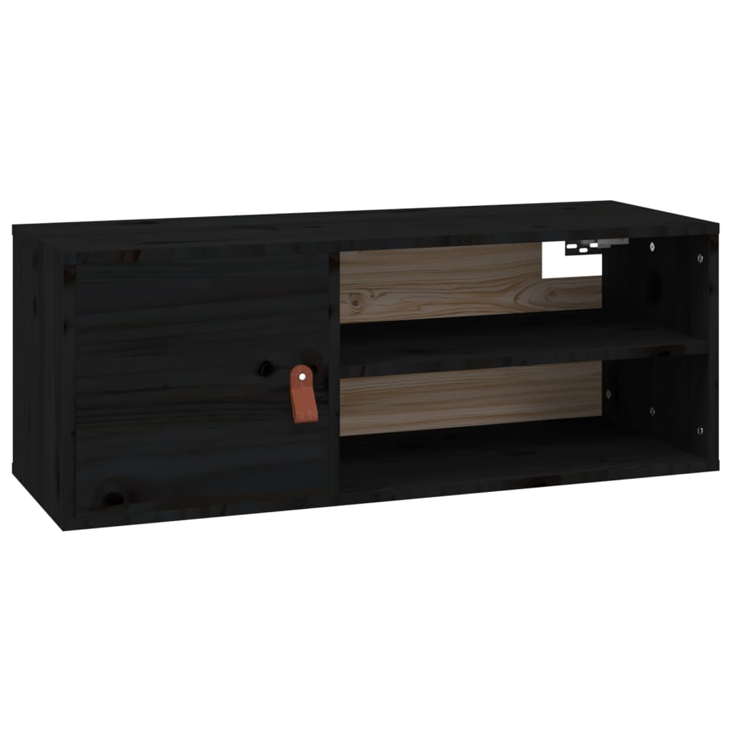 vidaXL Armários de parede 2 pcs 80x30x30 cm pinho maciço preto