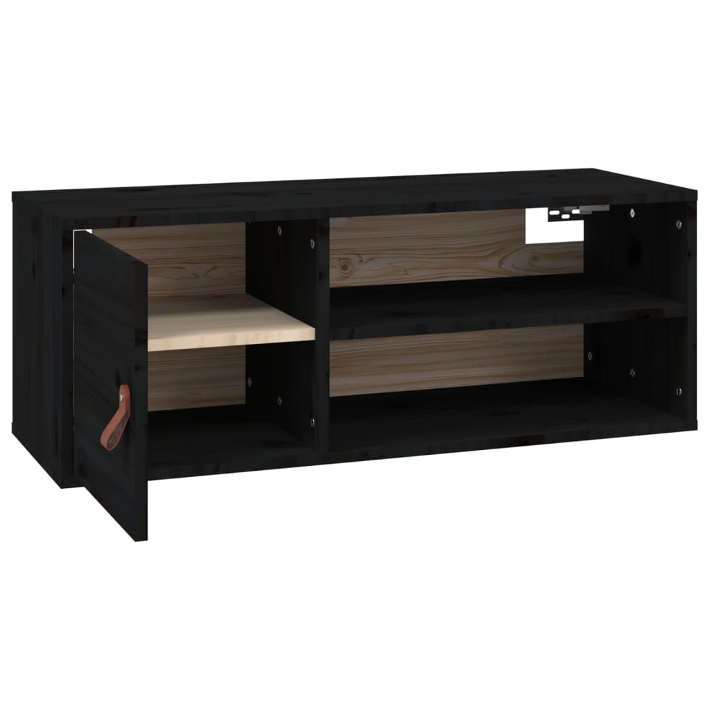 vidaXL Armários de parede 2 pcs 80x30x30 cm pinho maciço preto