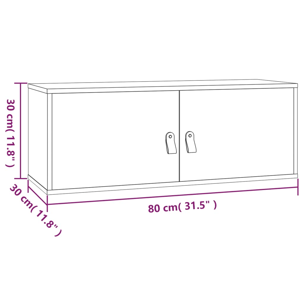 vidaXL Armário de parede 80x30x30 cm madeira de pinho maciça branco