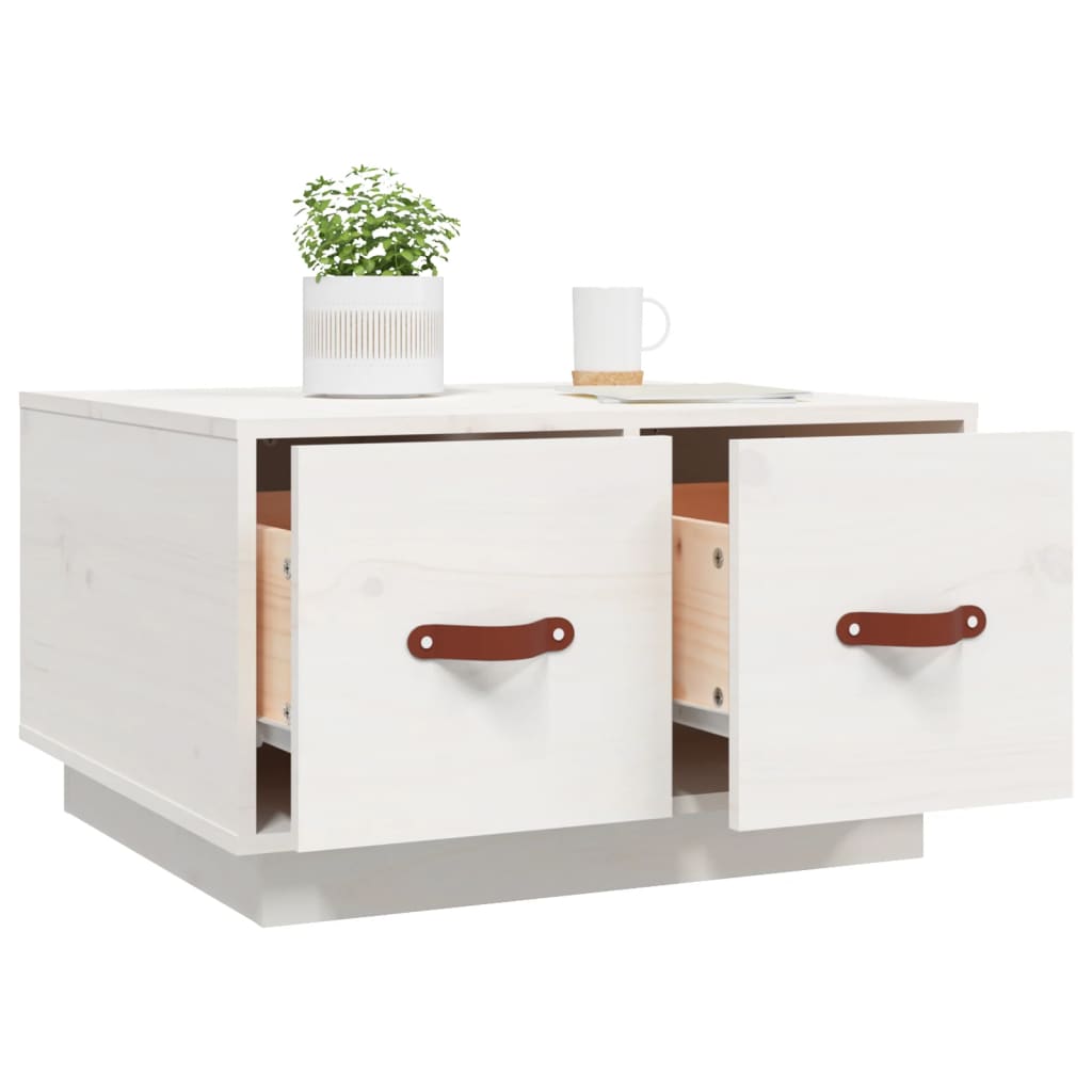 vidaXL Mesa de centro 60x53x35 cm pinho maciço branco