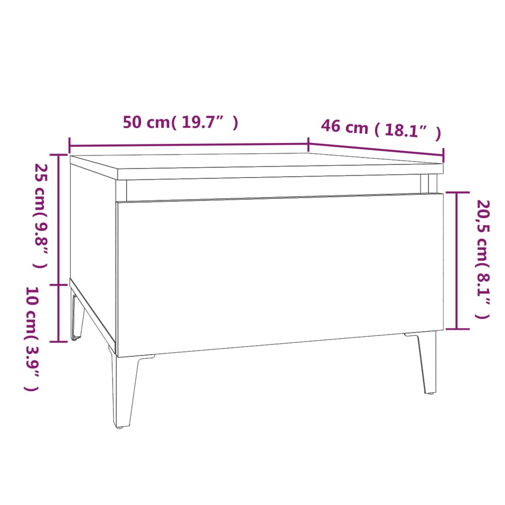 vidaXL Mesa de apoio 50x46x35 cm derivados de madeira cinzento-cimento