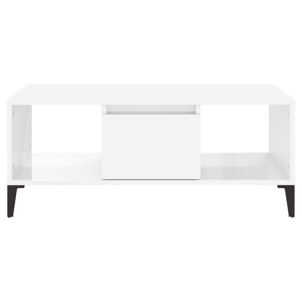 vidaXL Mesa de centro 90x50x36,5 cm derivados madeira branco brilhante