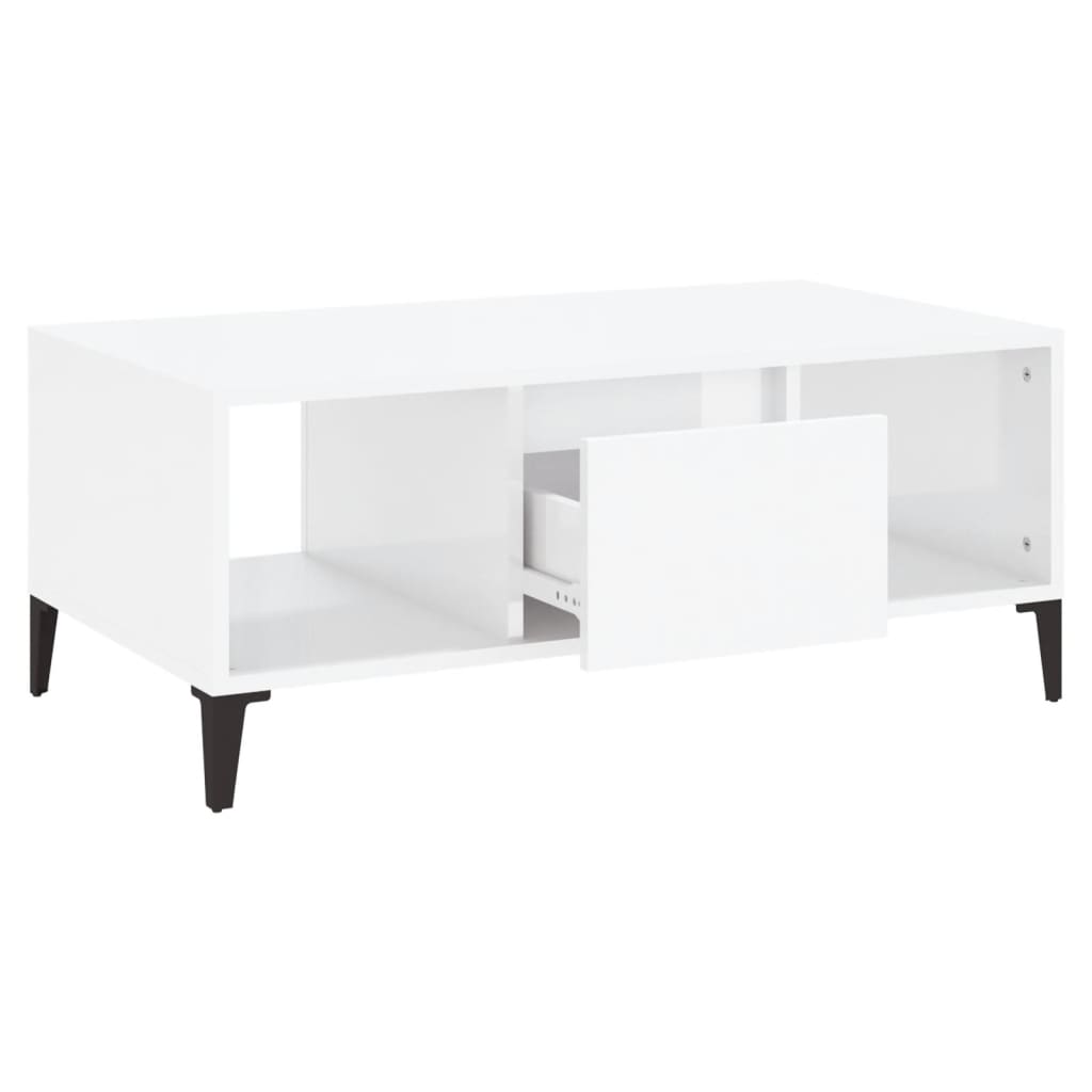 vidaXL Mesa de centro 90x50x36,5 cm derivados madeira branco brilhante