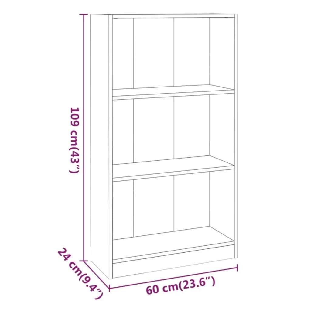 vidaXL Estante 60x24x109 cm derivados de madeira carvalho castanho