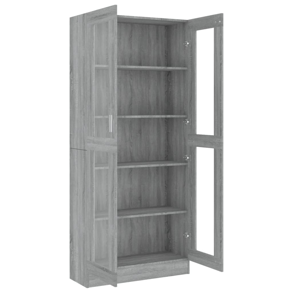 vidaXL Vitrine 82,5x30,5x185,5 cm derivados madeira cinzento sonoma