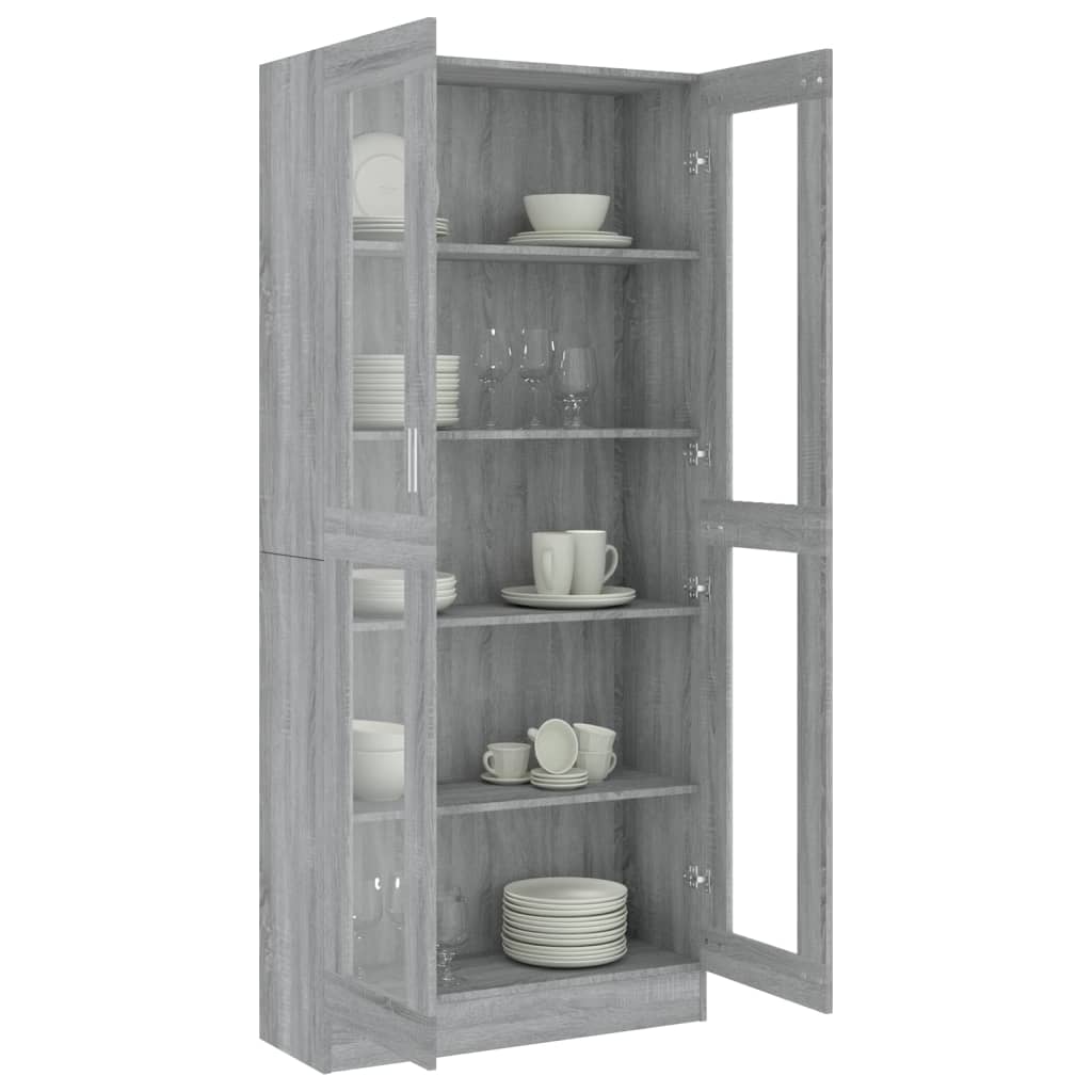 vidaXL Vitrine 82,5x30,5x185,5 cm derivados madeira cinzento sonoma