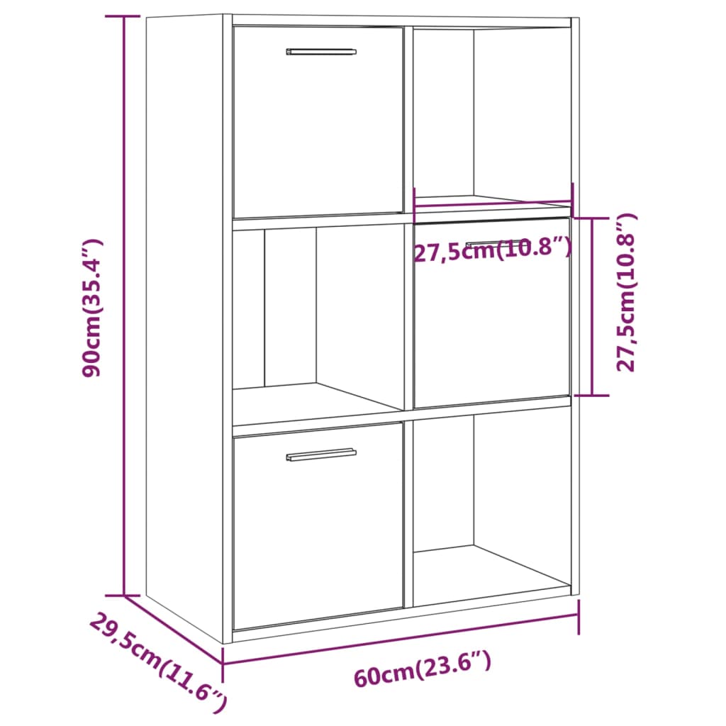 vidaXL Armário arrumação 60x29,5x90 cm cor cinzento sonoma