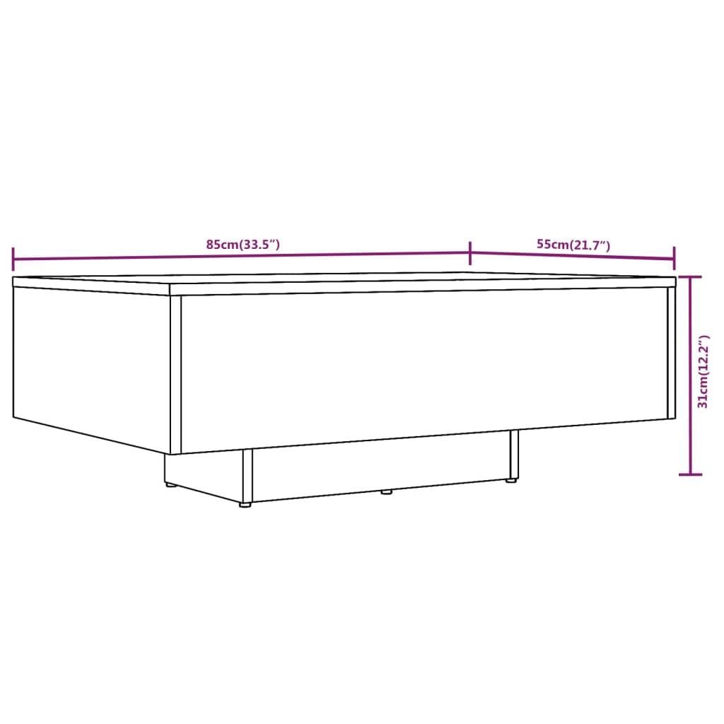 vidaXL Mesa de centro 85x55x31 cm derivados de madeira carvalho fumado