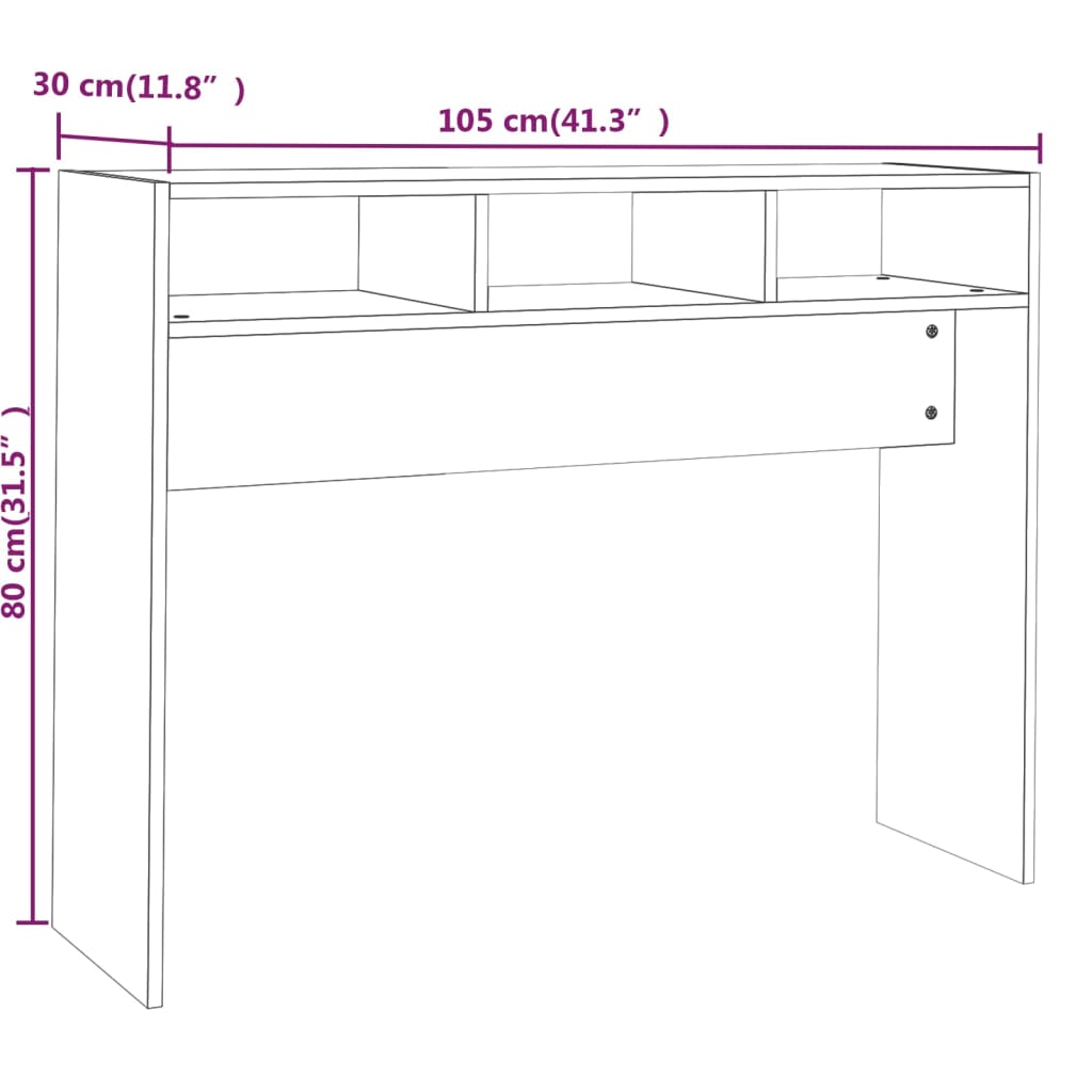 vidaXL Mesa consola 105x30x80 cm derivados de madeira carvalho fumado