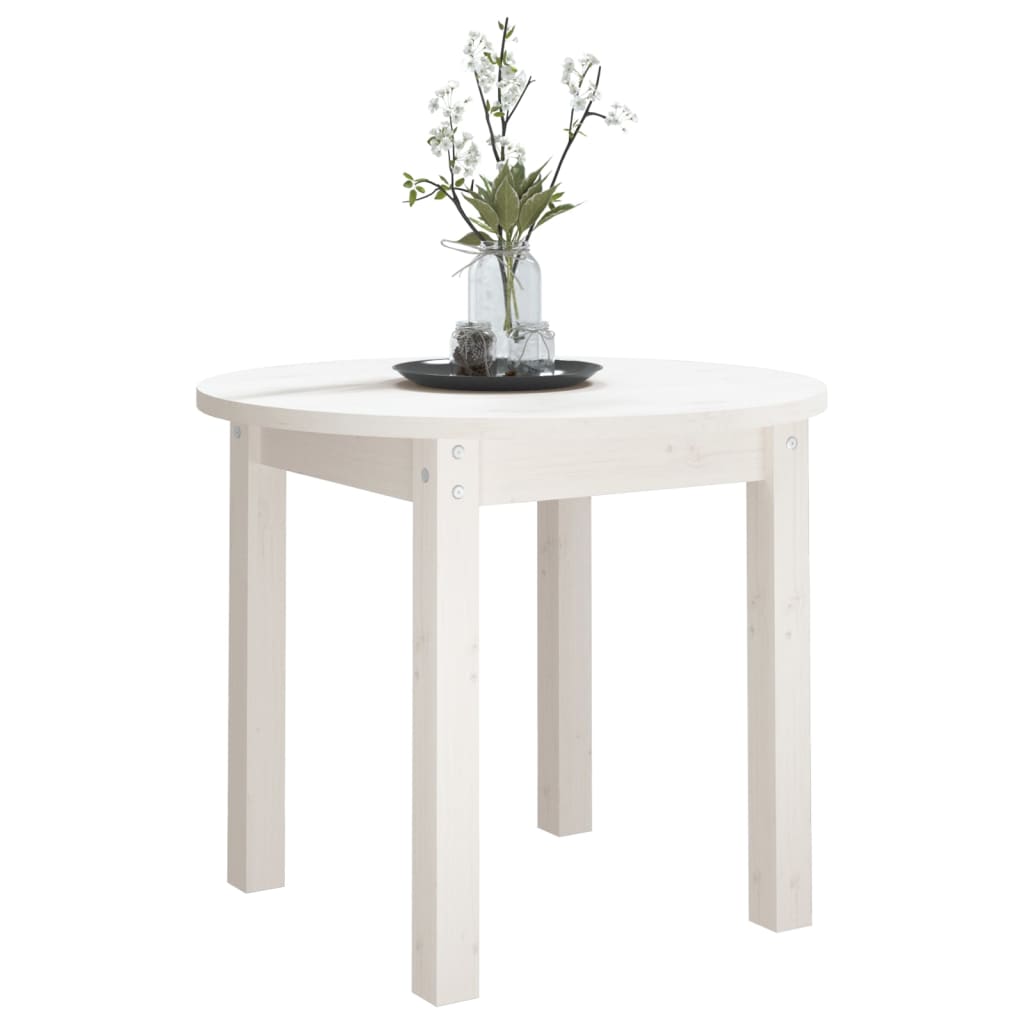 vidaXL Mesa de centro Ø 55x45 cm madeira de pinho maciça branco