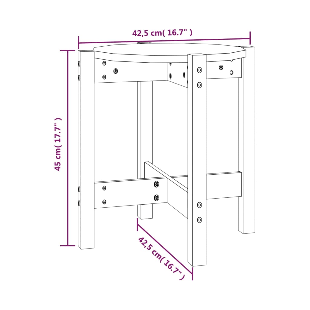 vidaXL Mesa de centro Ø 42,5x45 cm madeira de pinho maciça cinzento