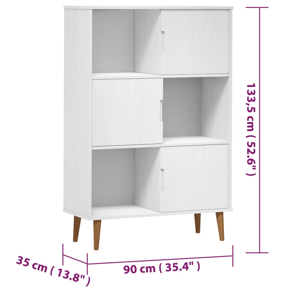 vidaXL Estante MOLDE 90x35x133,5 cm pinho maciço branco