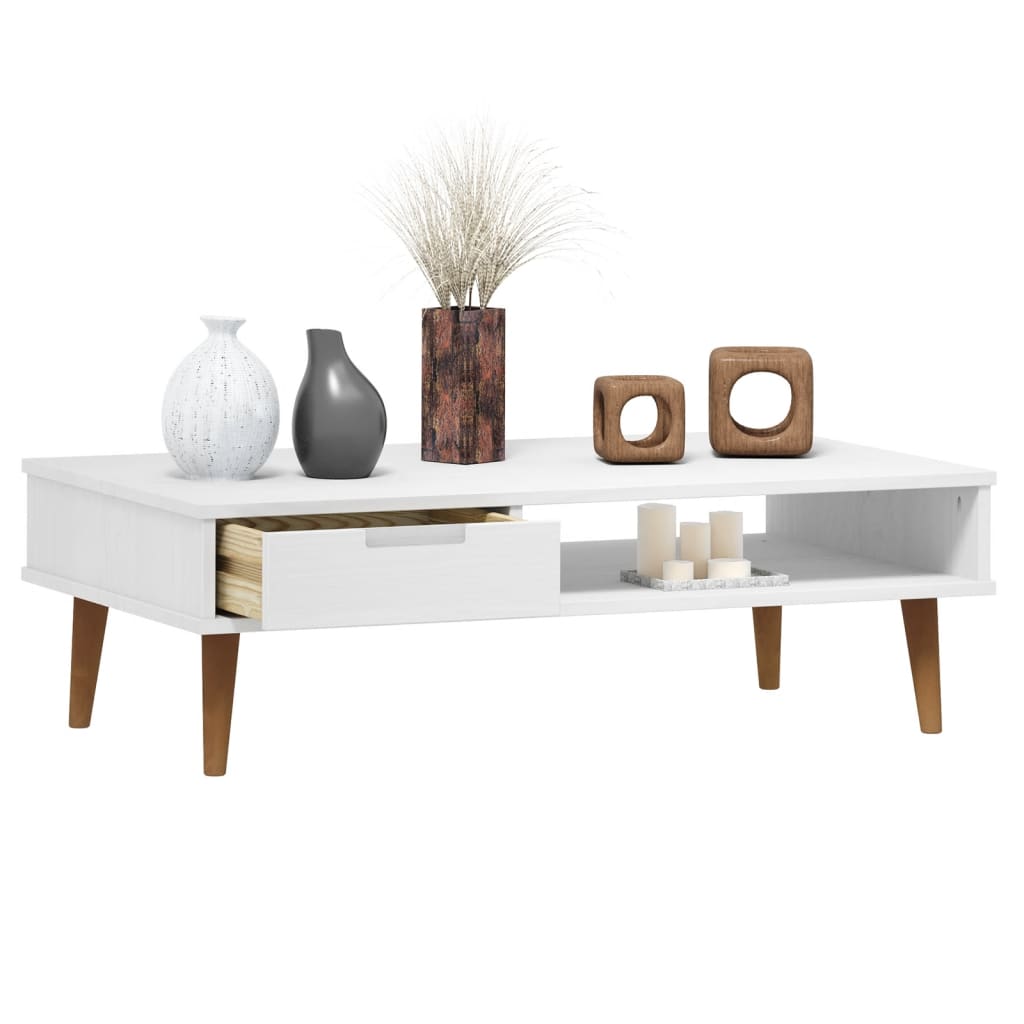 vidaXL Mesa de centro MOLDE 100x55x31 cm pinho maciço branco