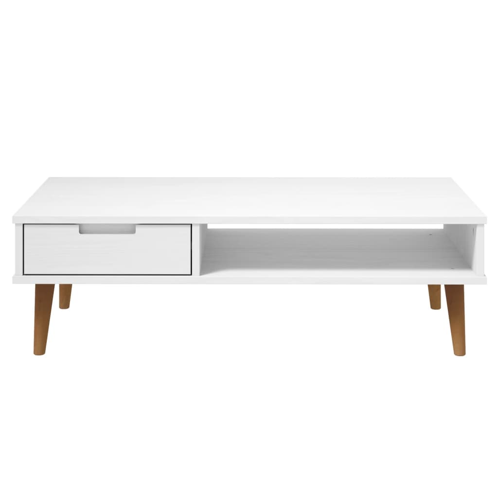 vidaXL Mesa de centro MOLDE 100x55x31 cm pinho maciço branco