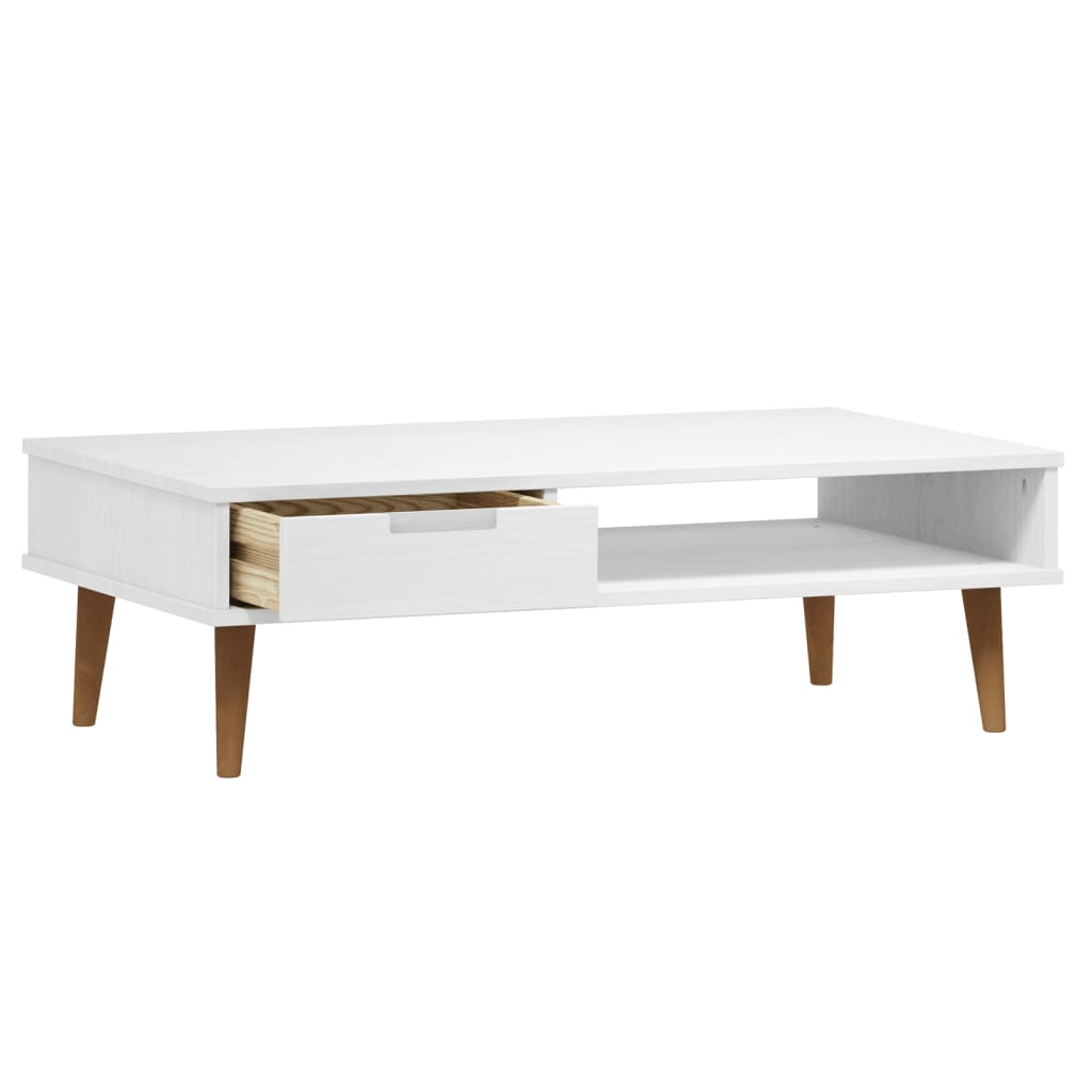 vidaXL Mesa de centro MOLDE 100x55x31 cm pinho maciço branco