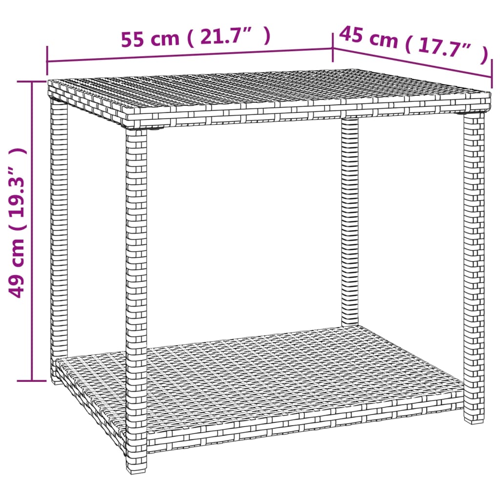 vidaXL Mesa de apoio 55x45x49 cm vime PE castanho