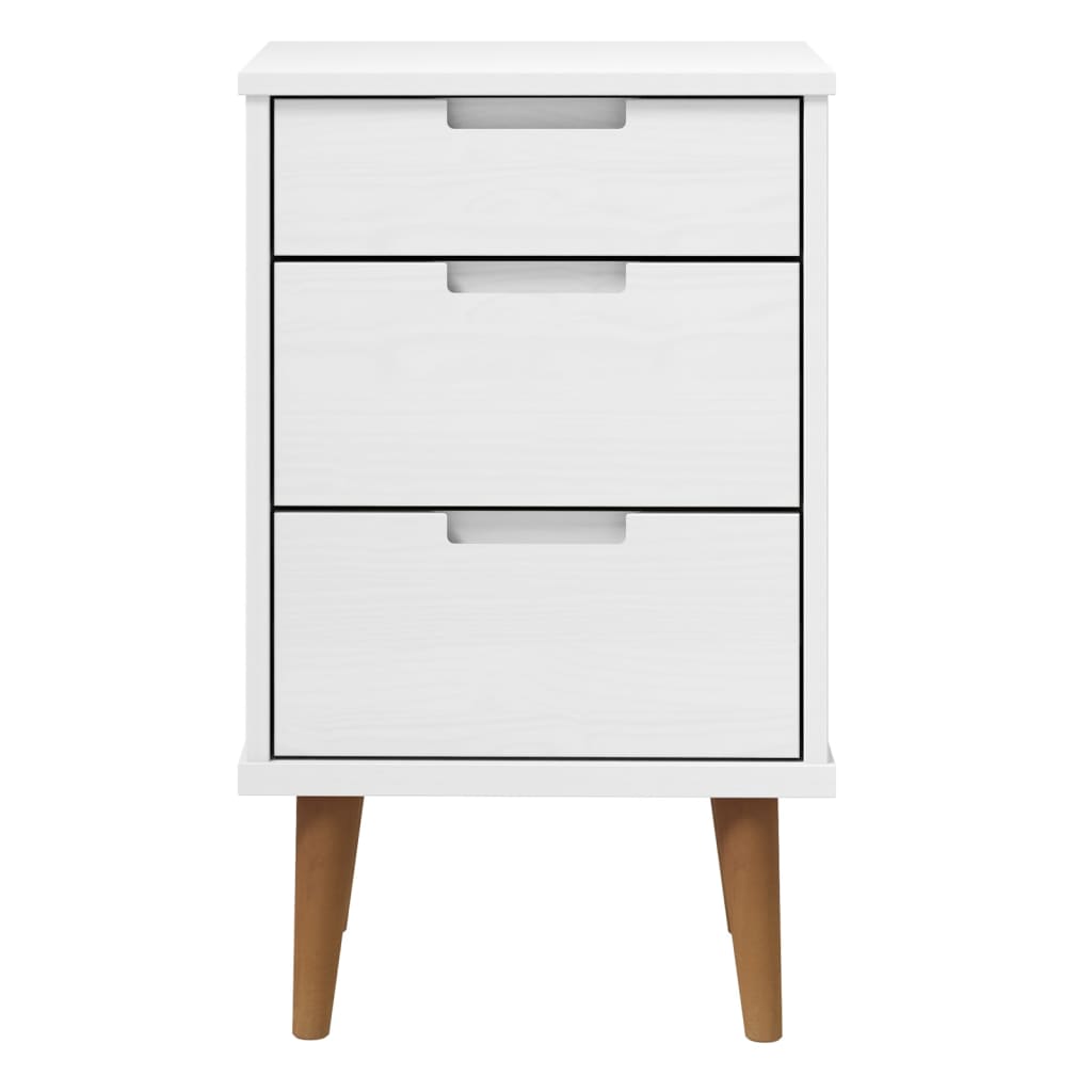 vidaXL Mesa de cabeceira MOLDE 40x35x65 cm pinho maciço branco